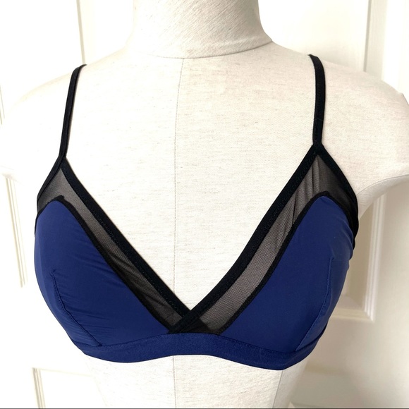 Madewell mesh trimmed blue Michele bralette